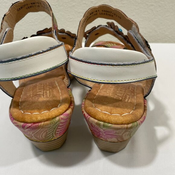 L'ARTISTE "Samore" Slingback Flower Embellished Sandal Floral Multi Size 9.5/10 - Picture 8 of 12